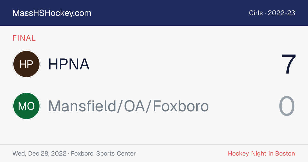 HPNA at Mansfield/OA/Foxboro score card