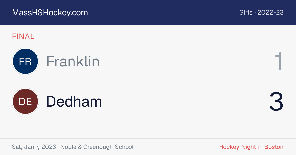 Franklin at Dedham score card