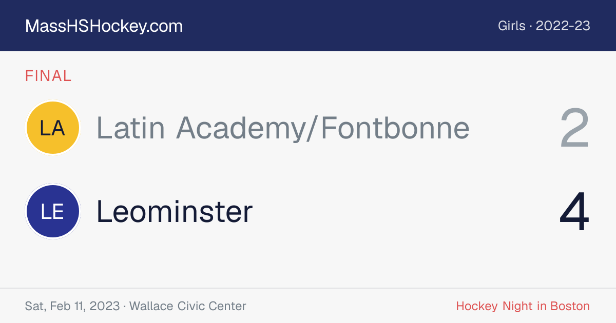 Latin Academy/Fontbonne at Leominster score card