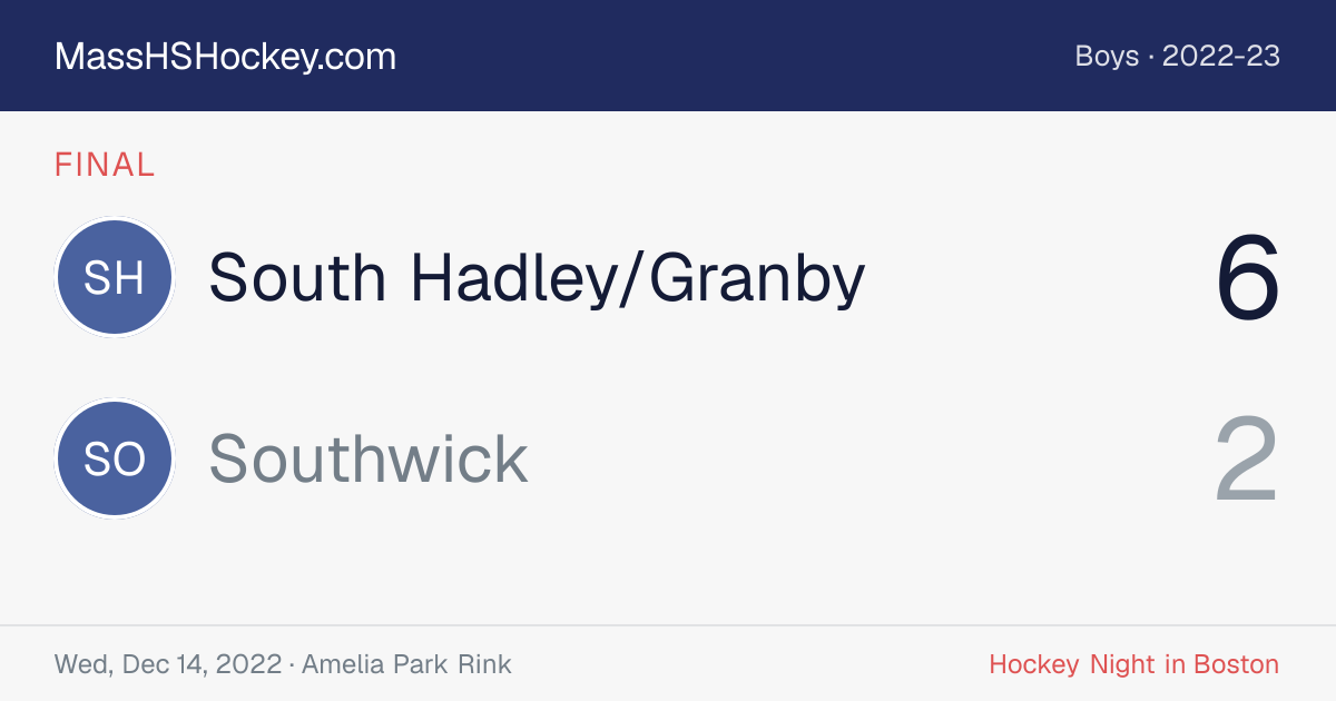 South Hadley/Granby at Southwick score card
