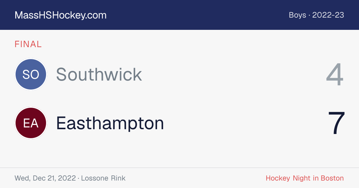 Southwick at Easthampton score card