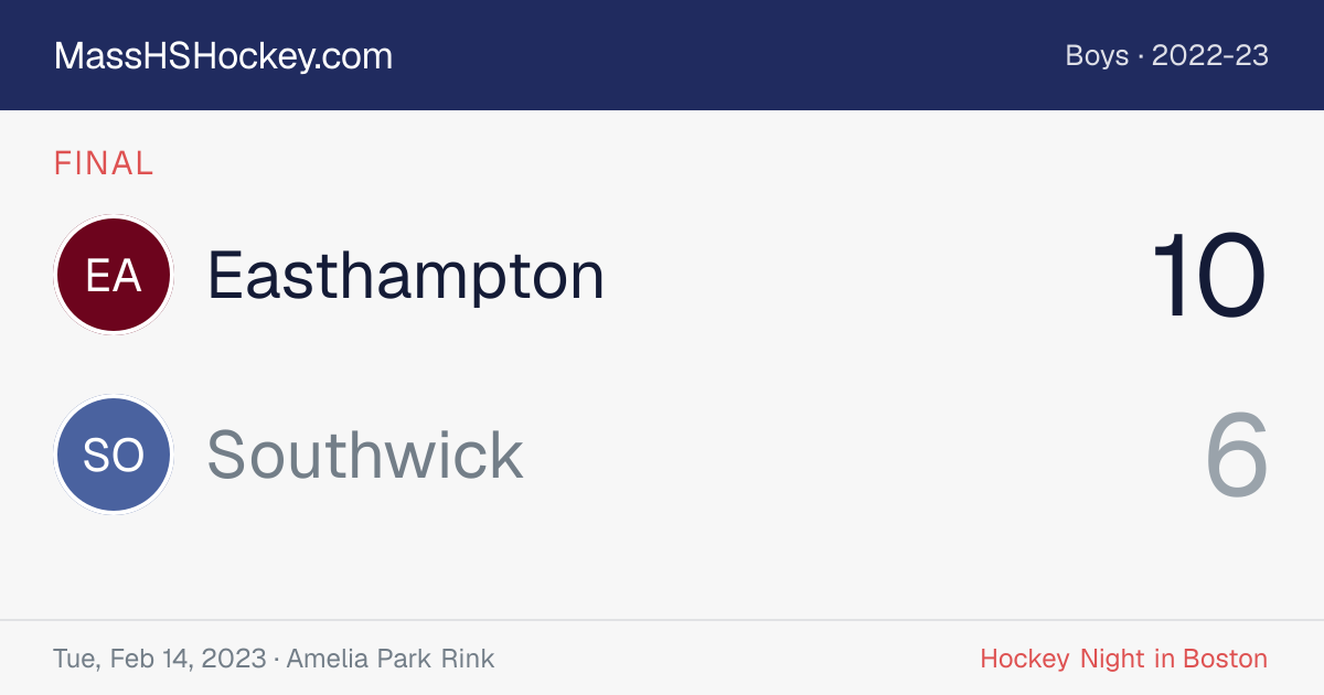 Easthampton at Southwick score card