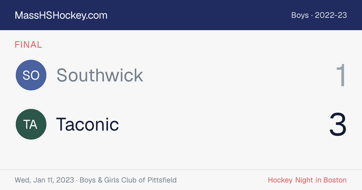 Southwick at Taconic score card
