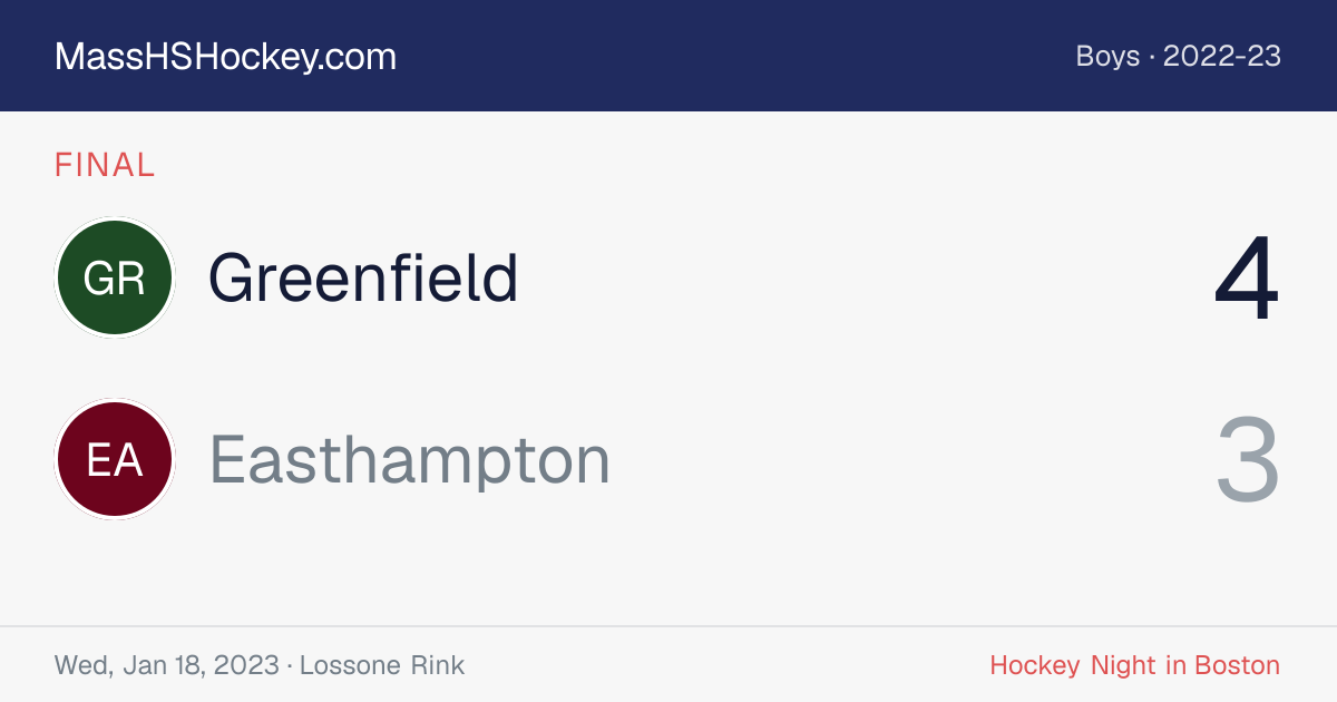 Greenfield at Easthampton score card