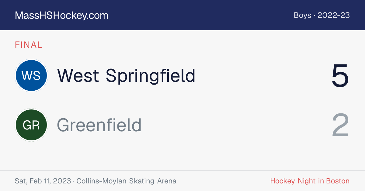 West Springfield at Greenfield score card