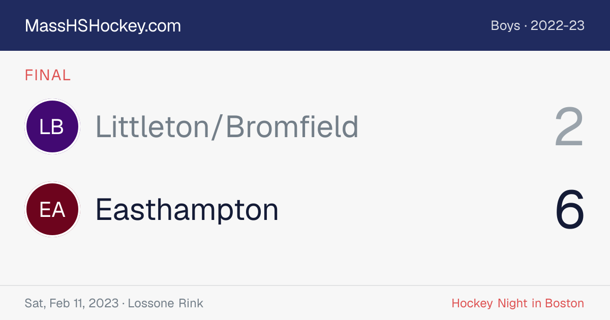 Littleton/Bromfield at Easthampton score card