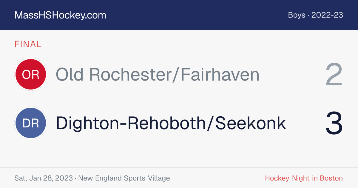 Old Rochester/Fairhaven at Dighton-Rehoboth/Seekonk score card