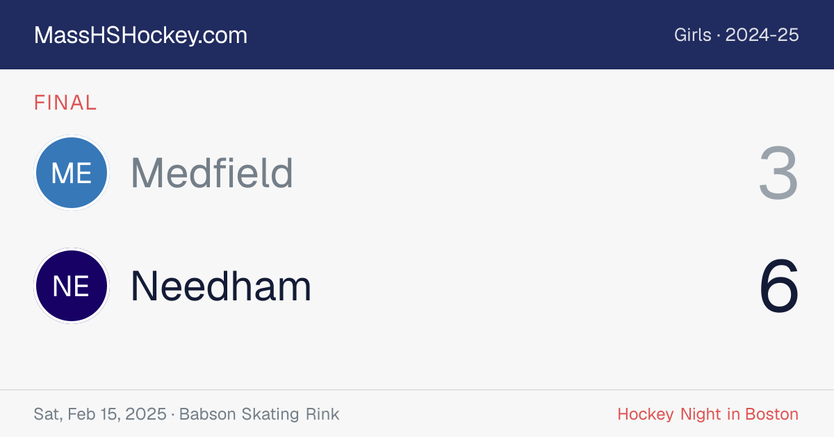 Medfield at Needham score card
