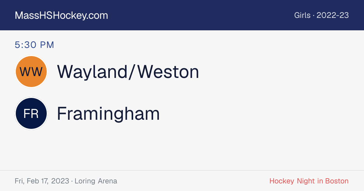 Wayland/Weston at Framingham score card
