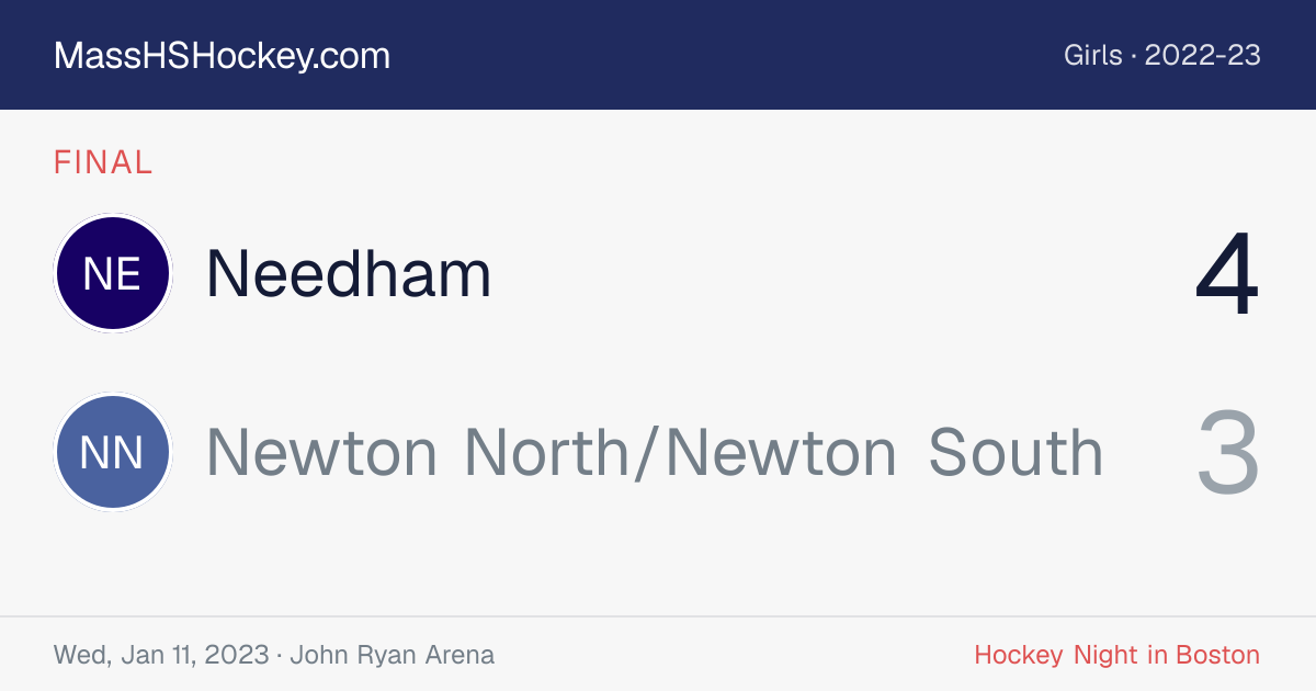 Needham at Newton North/Newton South score card
