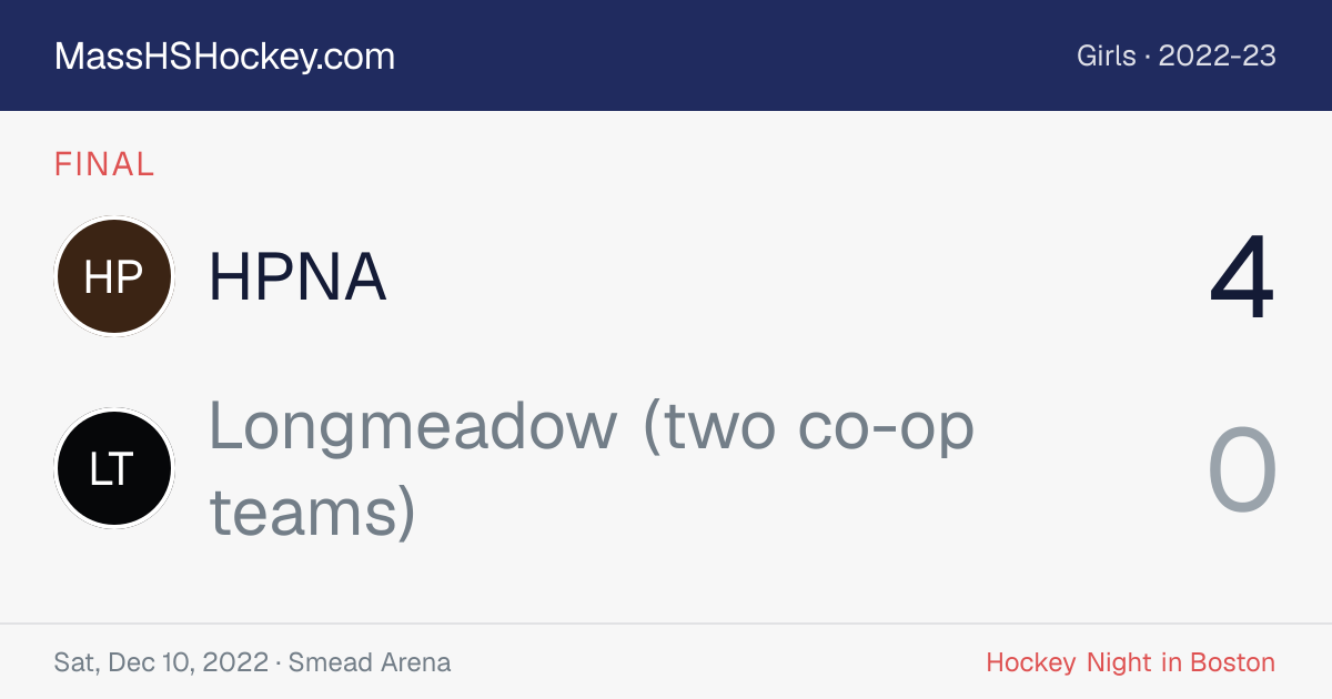 HPNA at Longmeadow (two co-op teams) score card