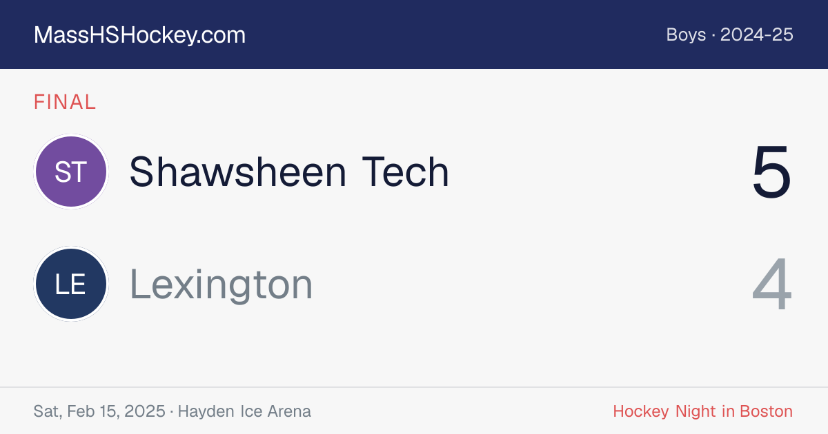 Shawsheen Tech at Lexington score card