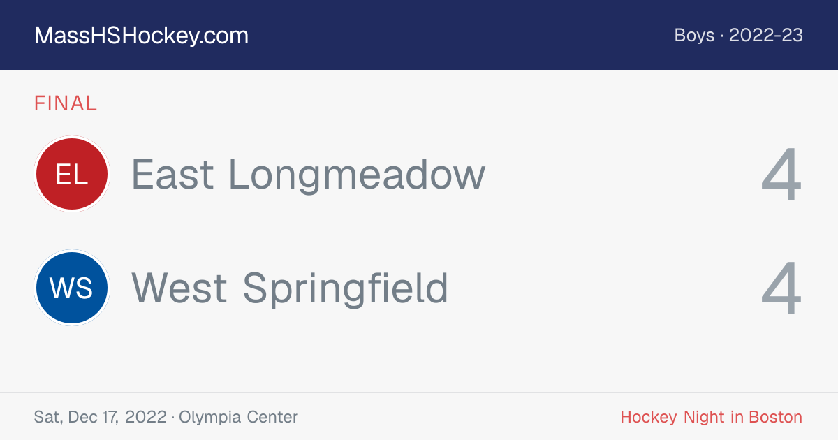 East Longmeadow at West Springfield score card