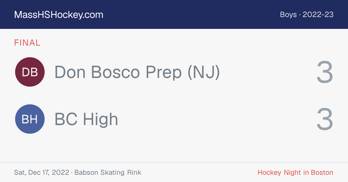 Don Bosco Prep (NJ) at BC High score card