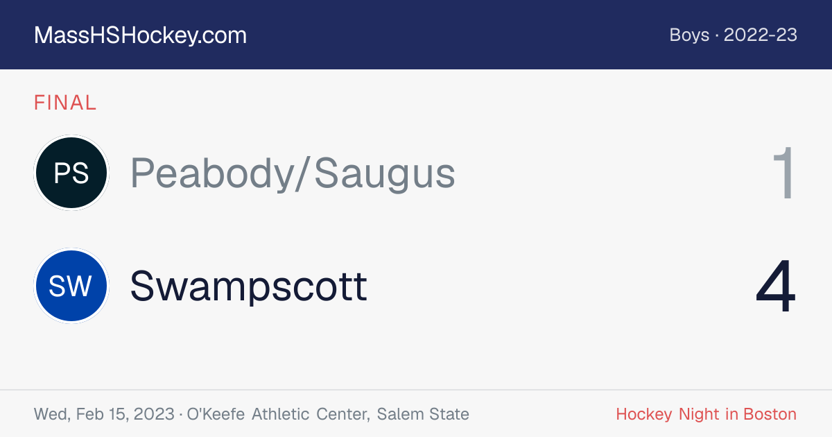 Peabody/Saugus at Swampscott score card