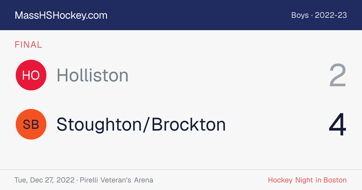Holliston at Stoughton/Brockton score card