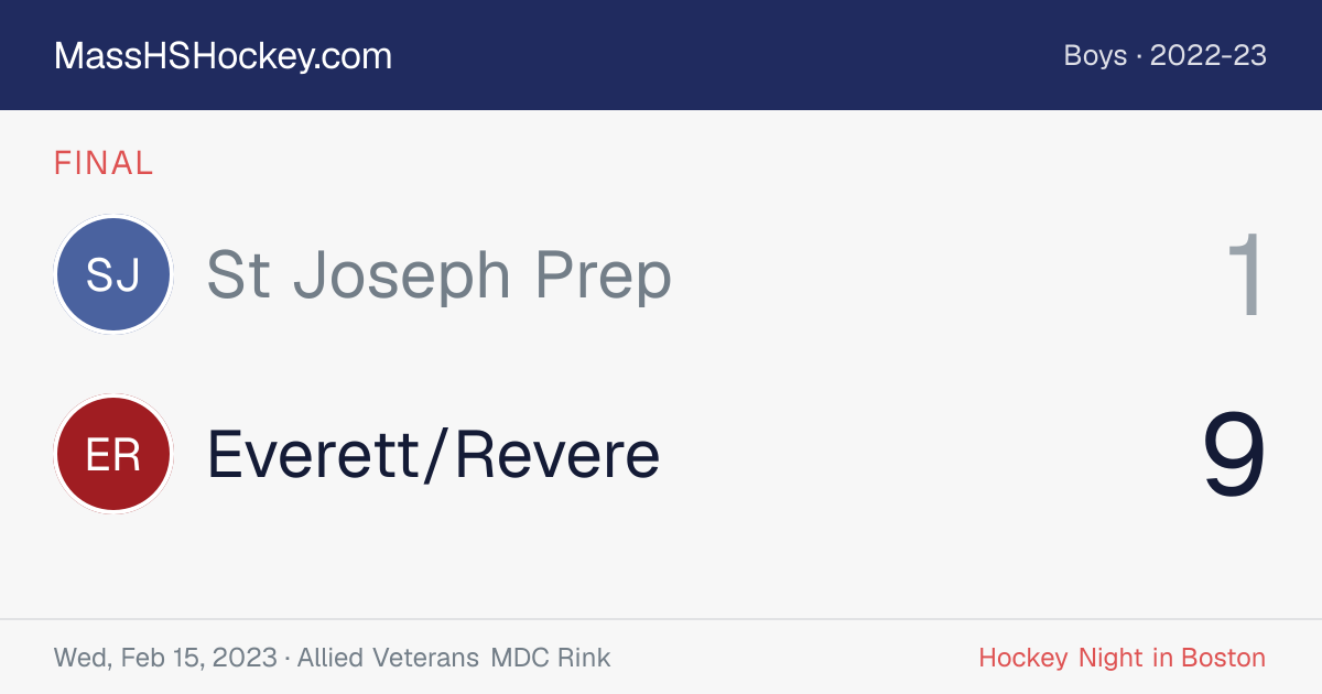 St Joseph Prep at Everett/Revere score card