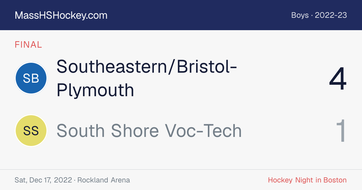 Southeastern/Bristol-Plymouth at South Shore Voc-Tech score card