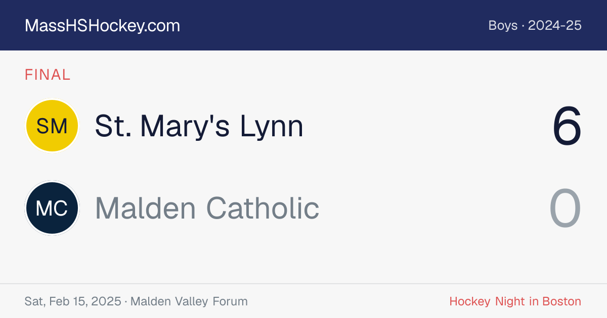 St. Mary's Lynn at Malden Catholic score card
