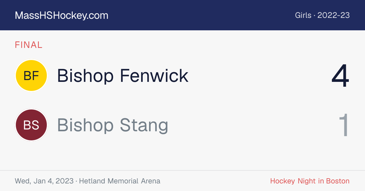 Bishop Fenwick at Bishop Stang score card