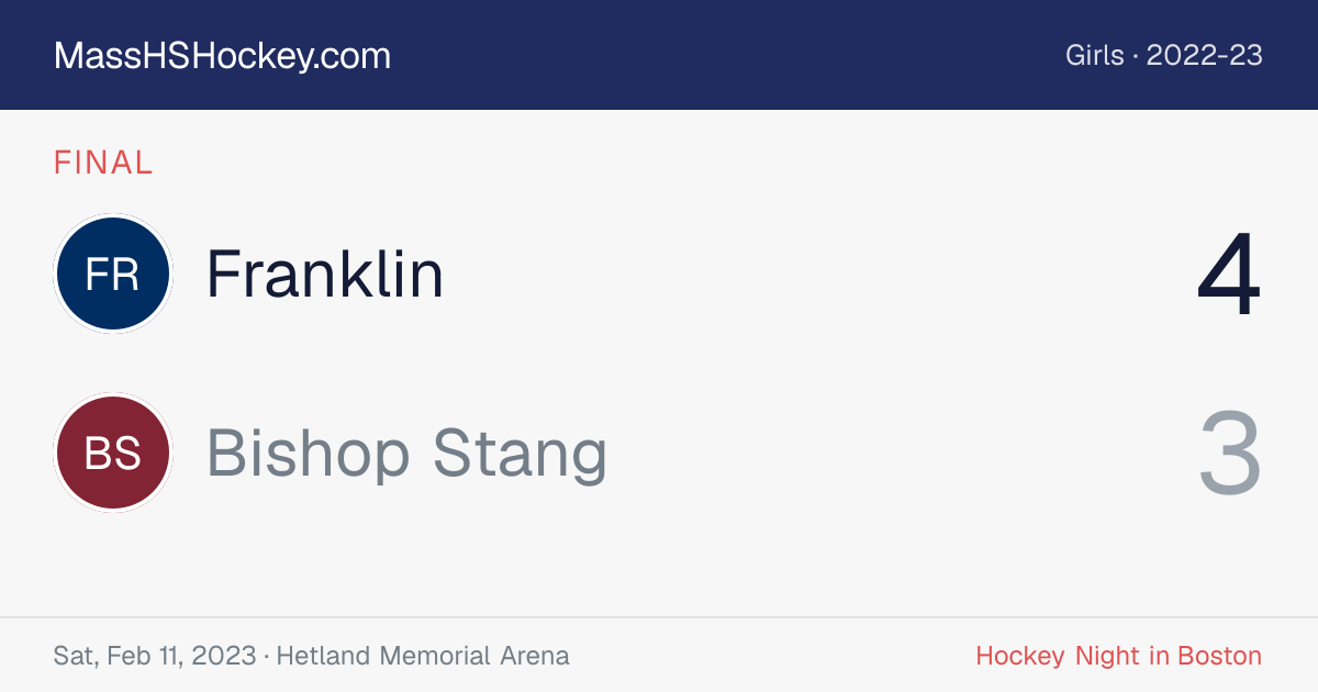 Franklin at Bishop Stang score card