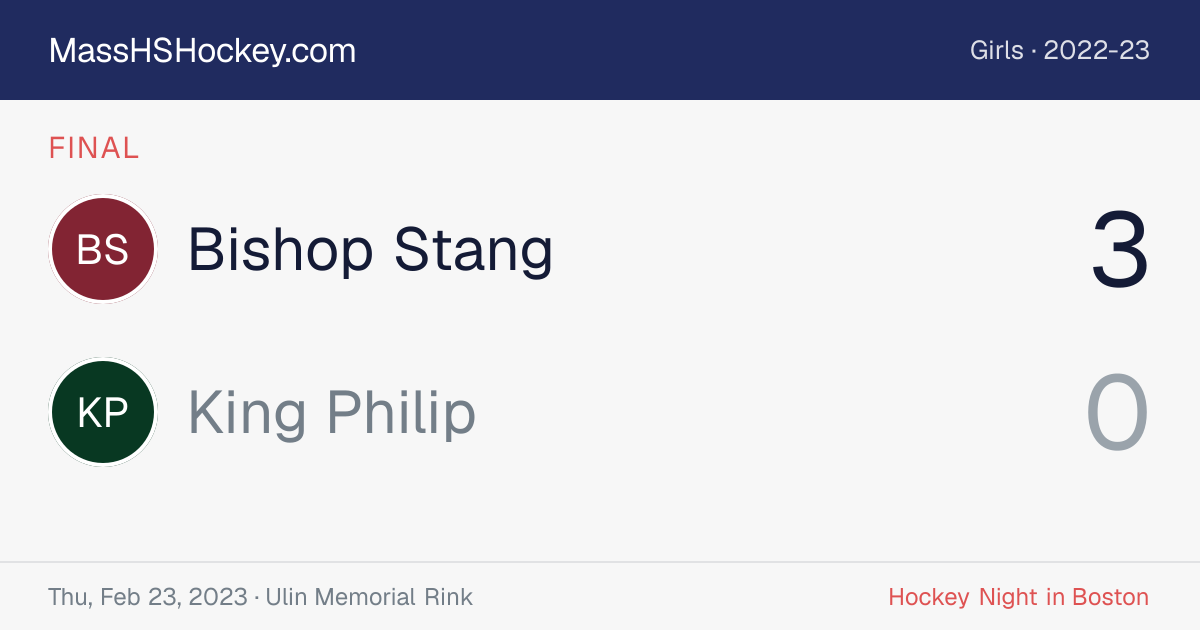 Bishop Stang at King Philip score card