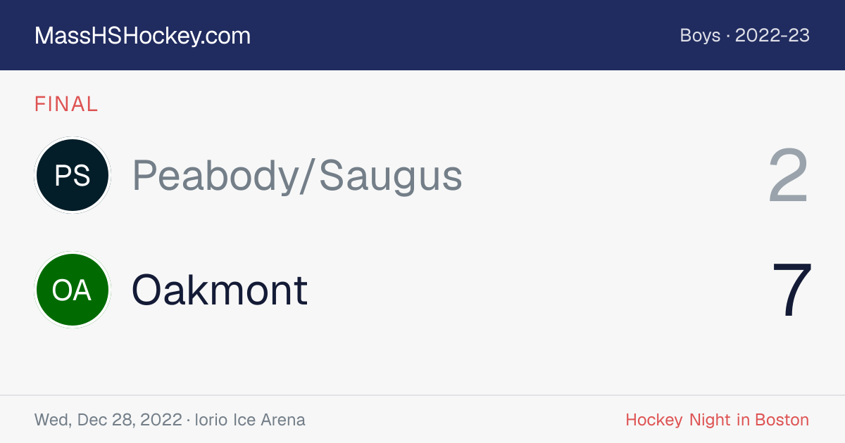 Peabody/Saugus at Oakmont score card