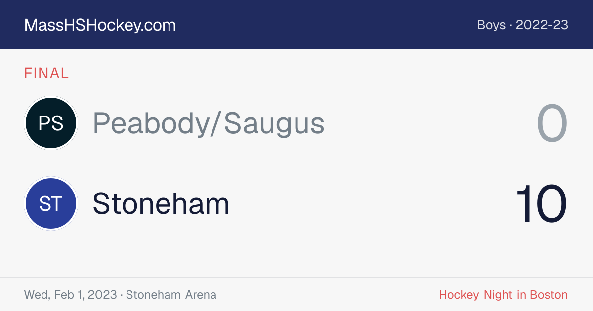 Peabody/Saugus at Stoneham score card