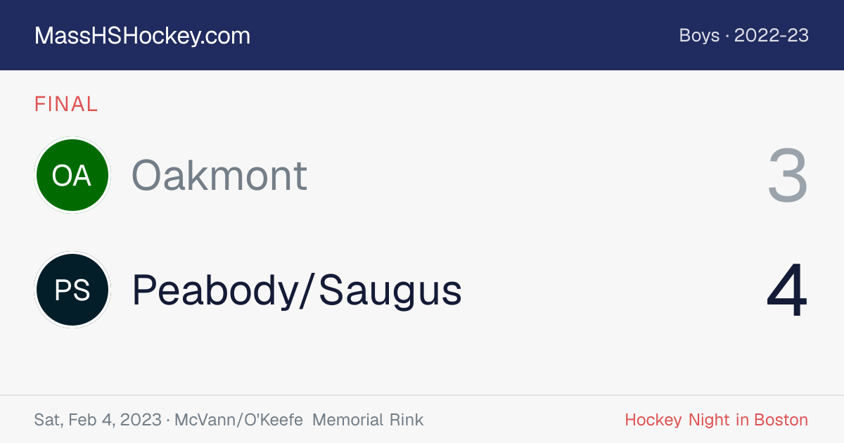 Oakmont at Peabody/Saugus score card