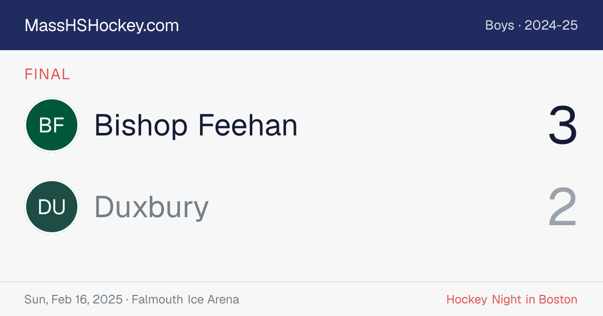 Bishop Feehan at Duxbury score card