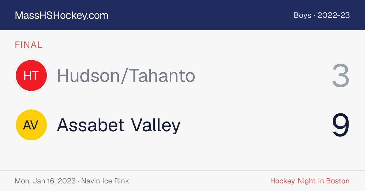 Hudson/Tahanto at Assabet Valley score card