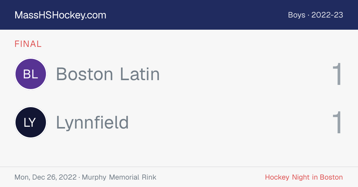 Boston Latin at Lynnfield score card