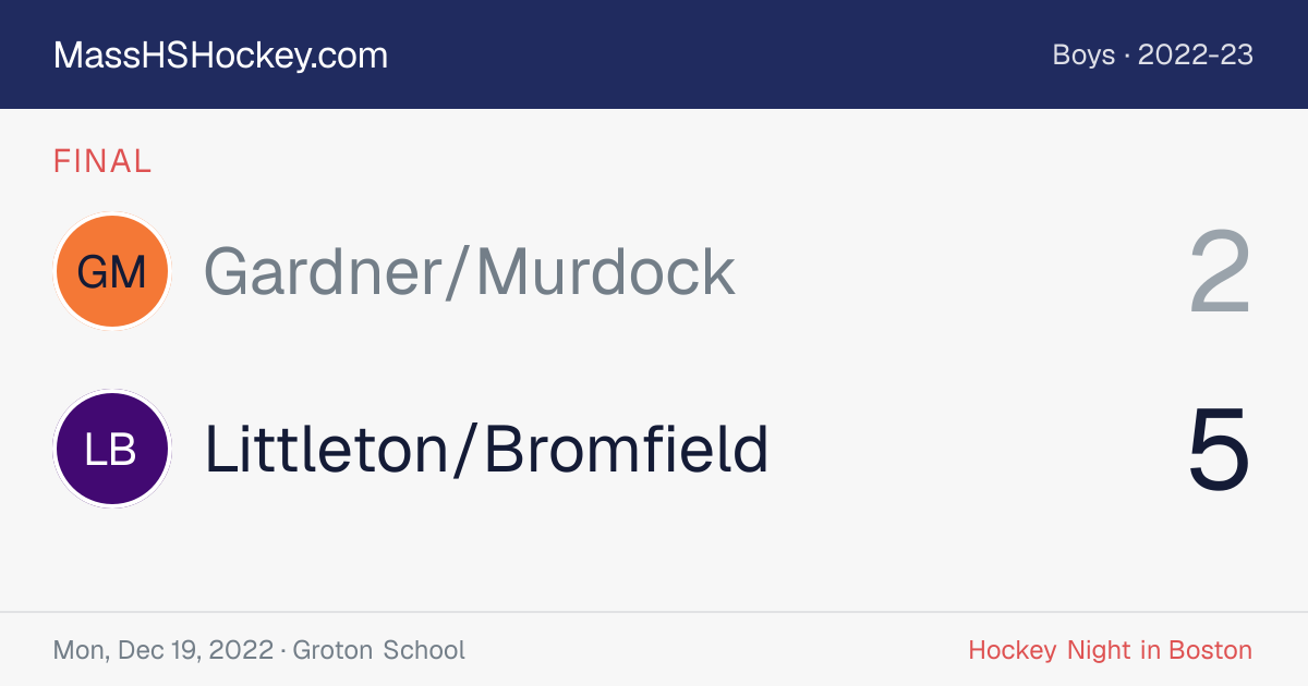 Gardner/Murdock at Littleton/Bromfield score card