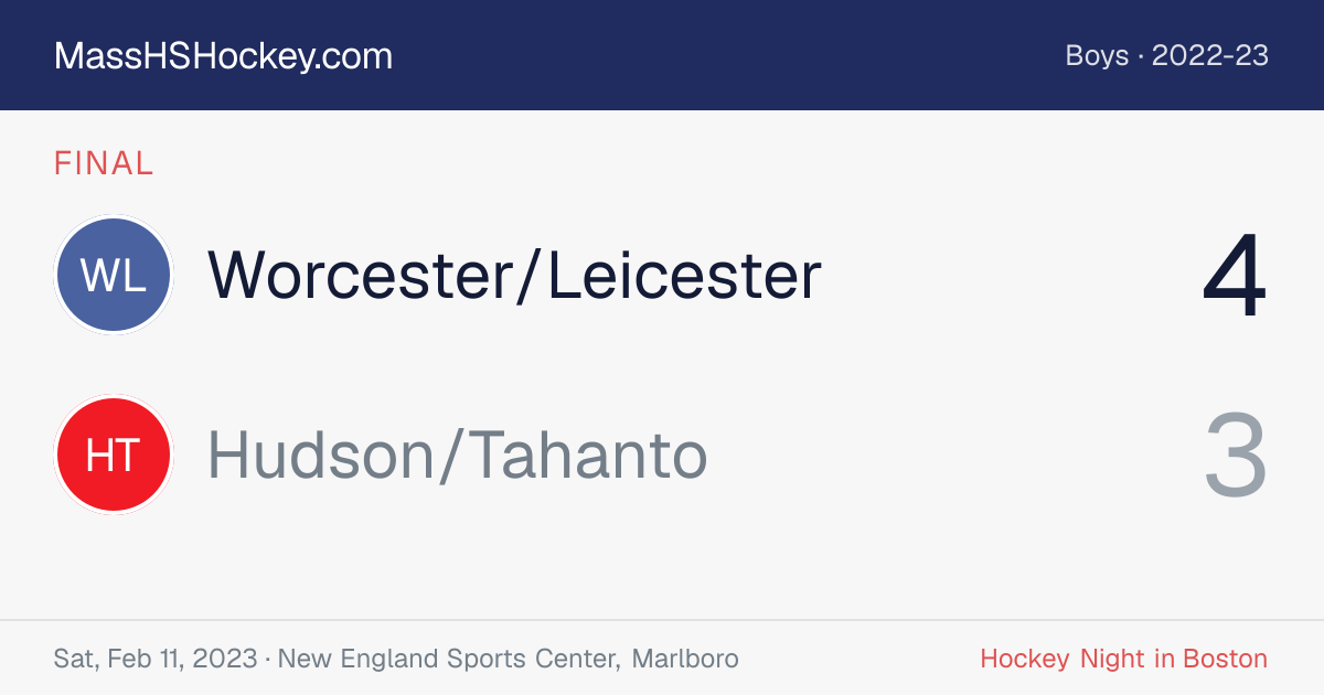 Worcester/Leicester at Hudson/Tahanto score card