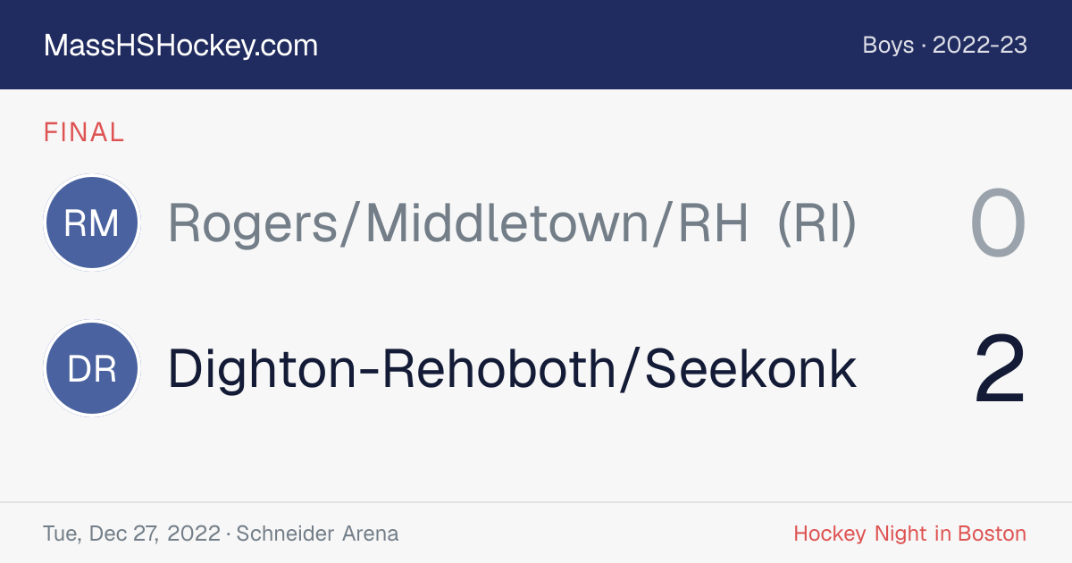 Rogers/Middletown/RH (RI) at Dighton-Rehoboth/Seekonk score card