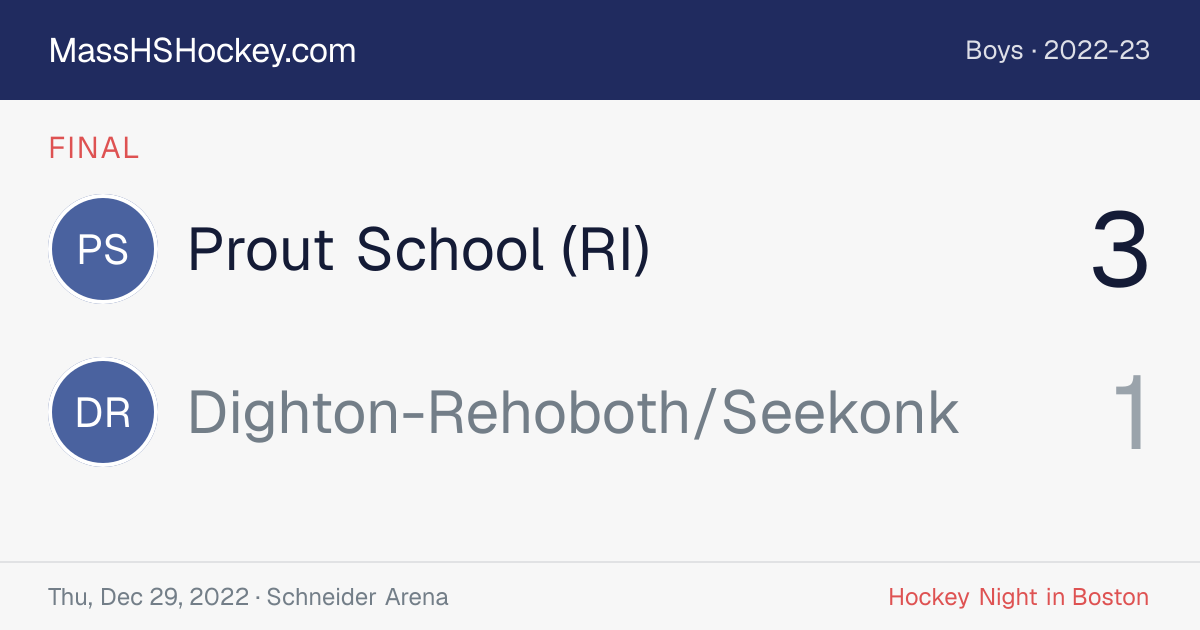 Prout School (RI) at Dighton-Rehoboth/Seekonk score card