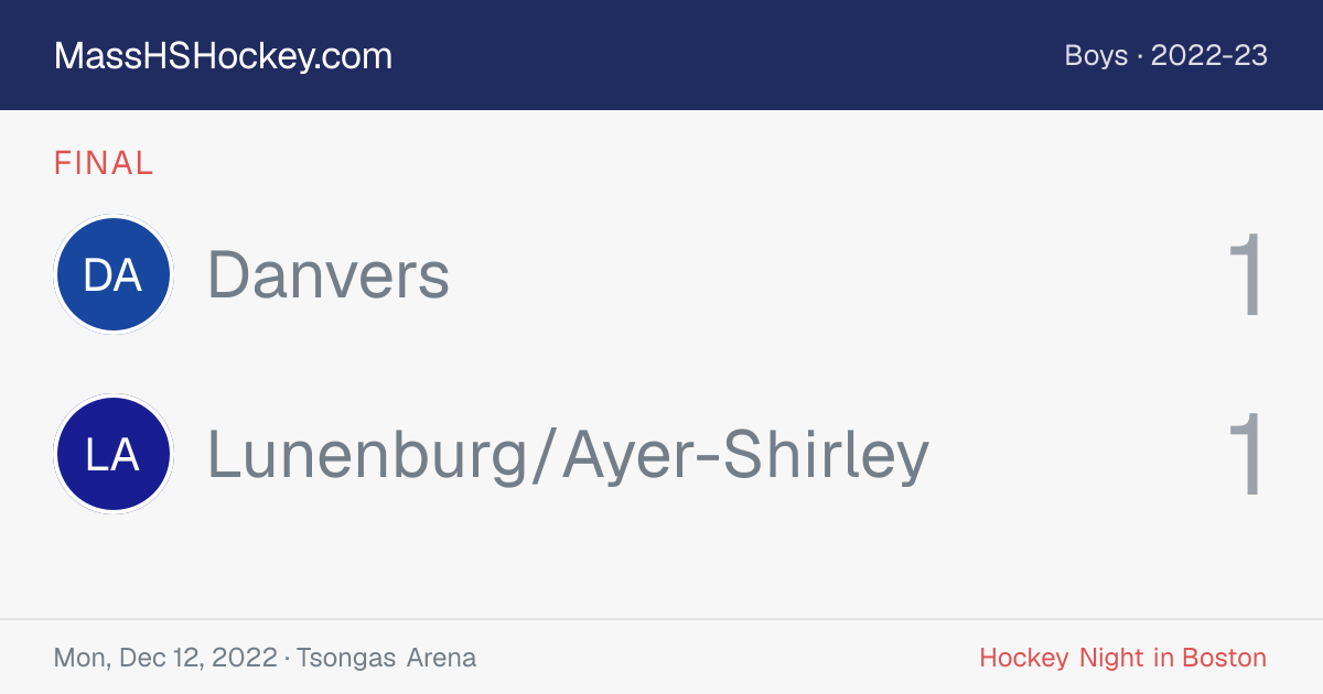 Danvers at Lunenburg/Ayer-Shirley score card
