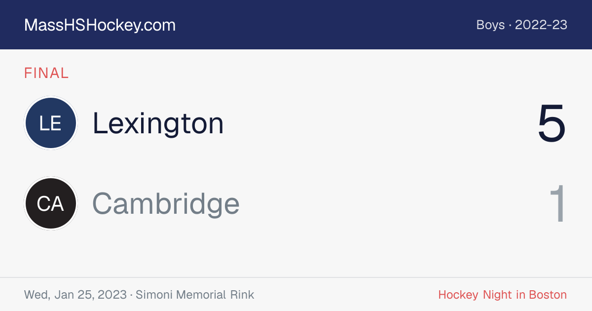 Lexington at Cambridge score card