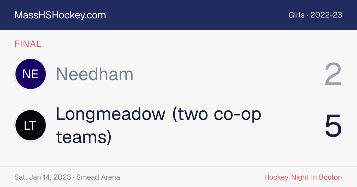 Needham at Longmeadow (two co-op teams) score card