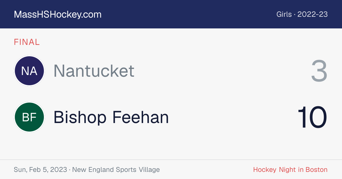 Nantucket at Bishop Feehan score card