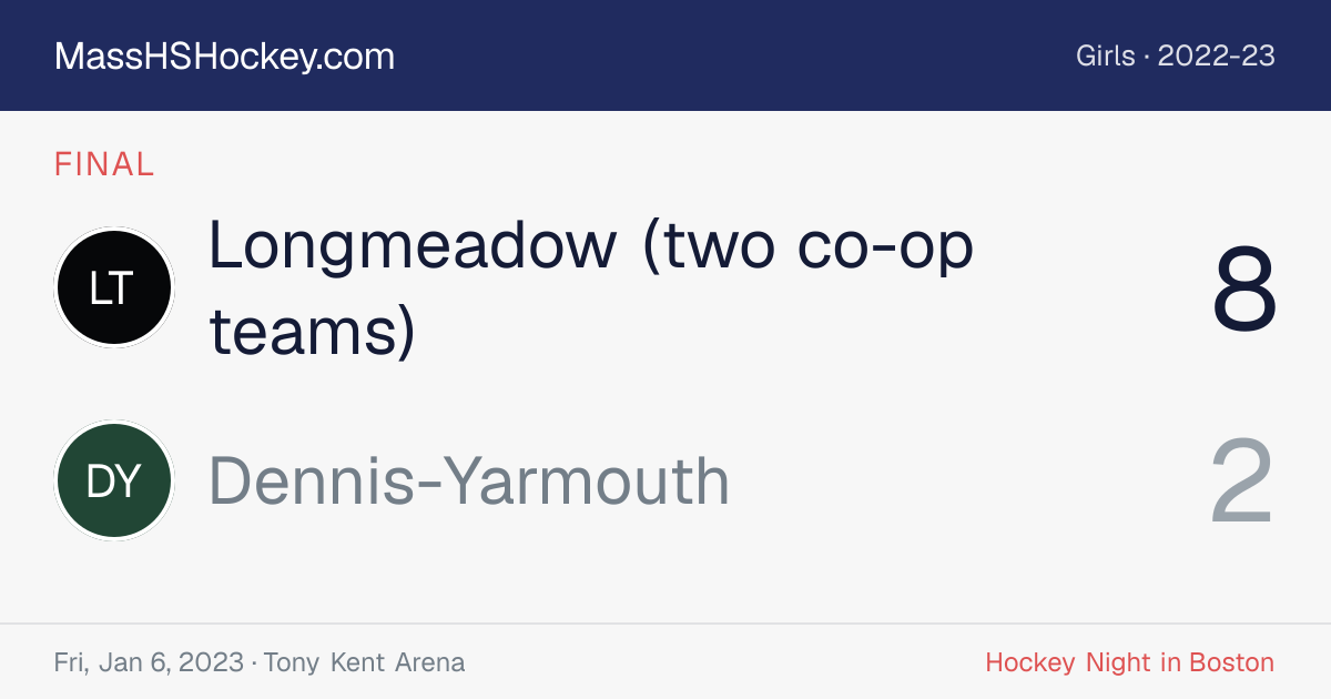 Longmeadow (two co-op teams) at Dennis-Yarmouth score card