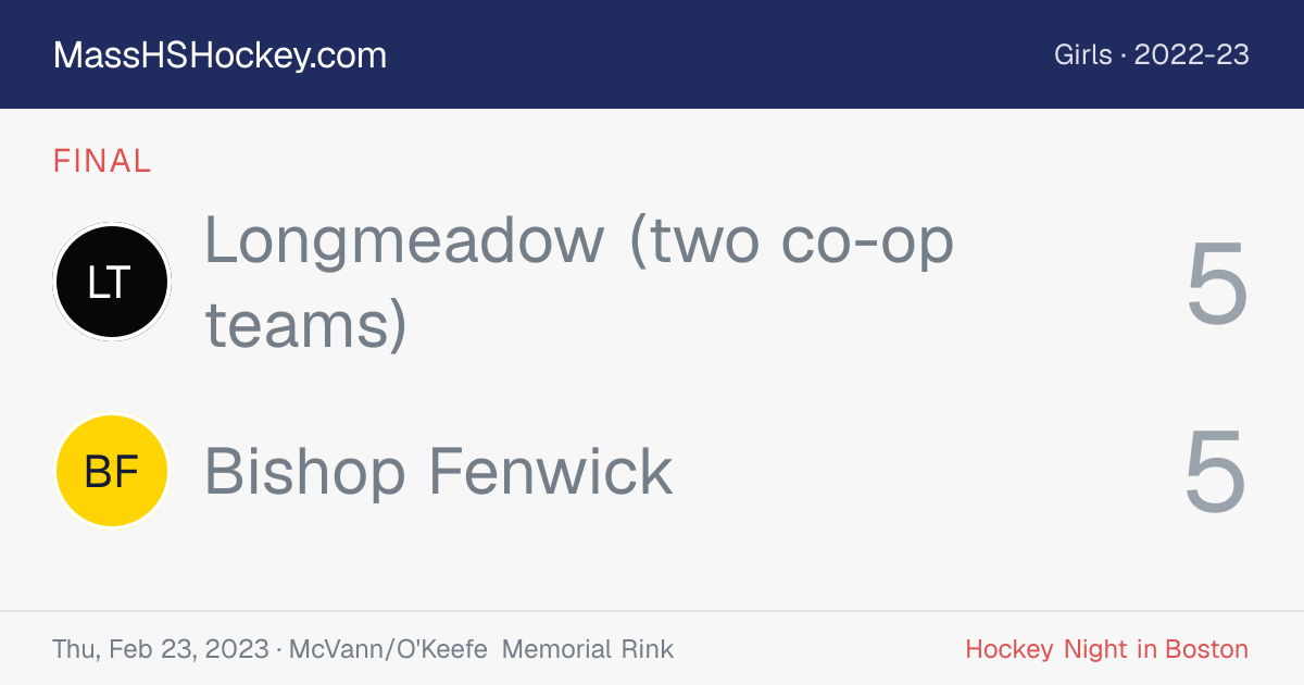 Longmeadow (two co-op teams) at Bishop Fenwick score card