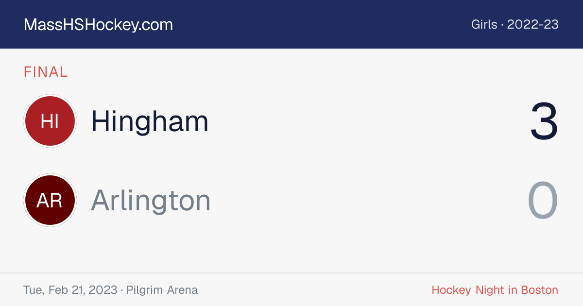 Hingham at Arlington score card
