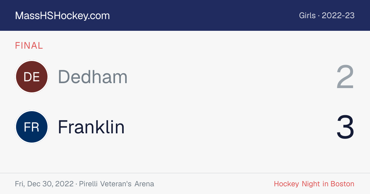 Dedham at Franklin score card