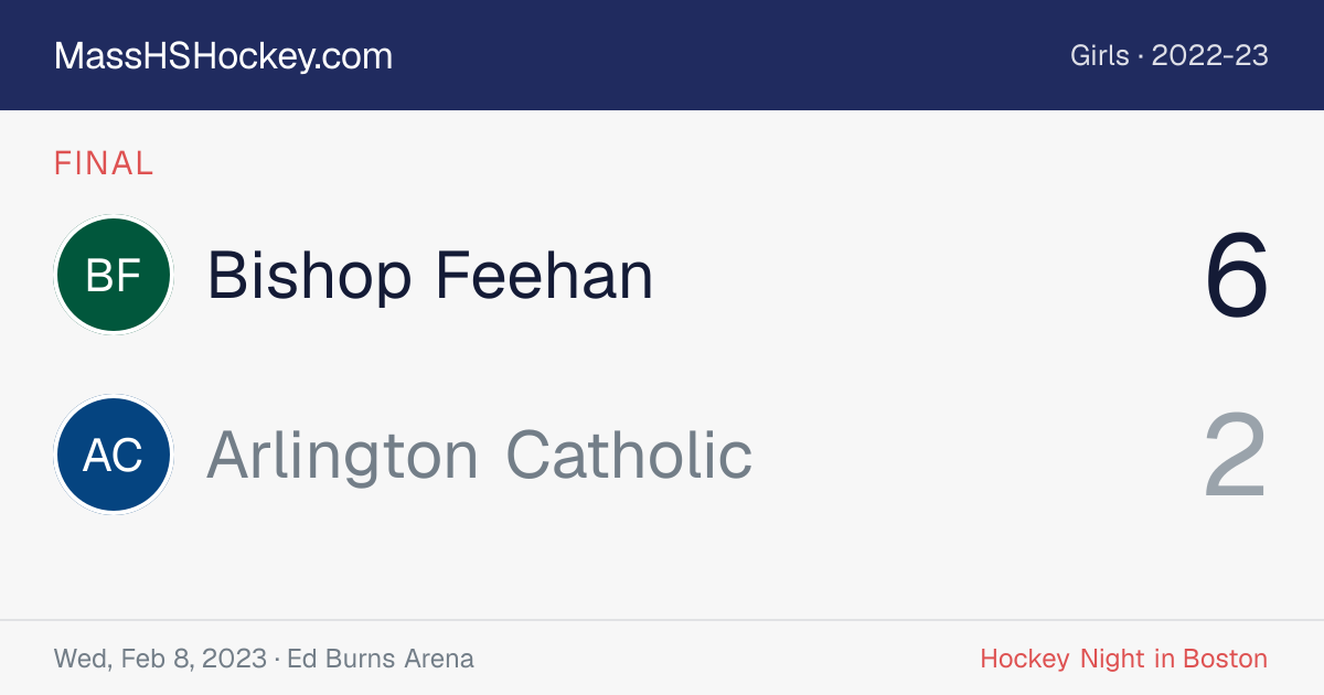 Bishop Feehan at Arlington Catholic score card
