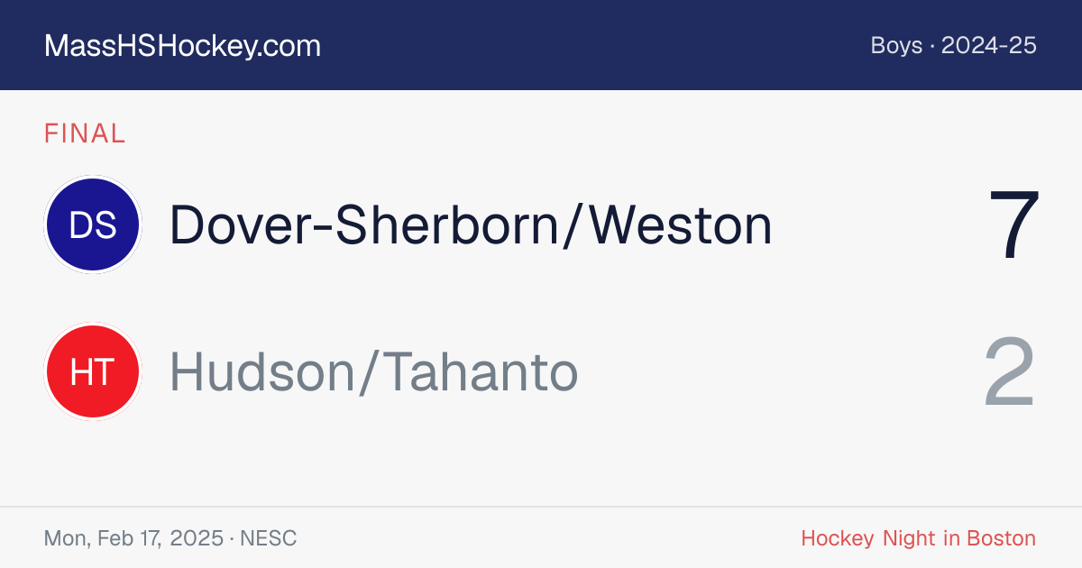 Dover-Sherborn/Weston at Hudson/Tahanto score card
