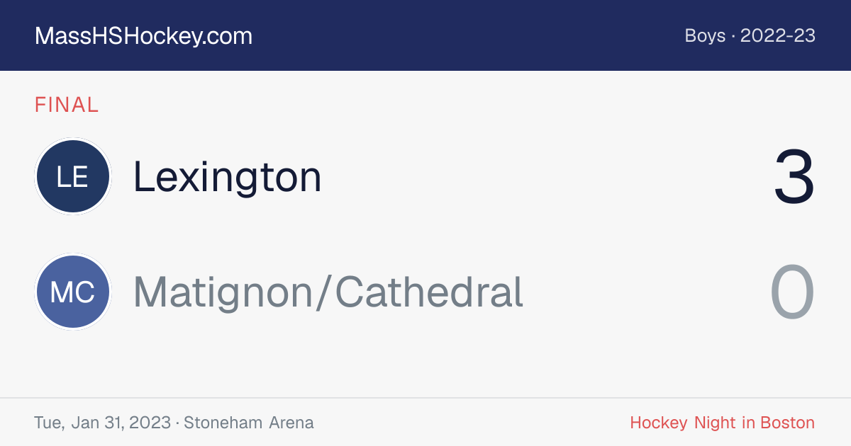 Lexington at Matignon/Cathedral score card