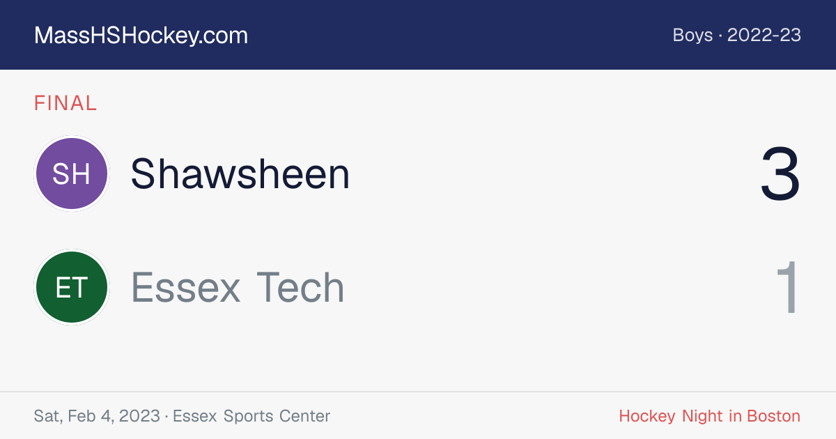 Shawsheen at Essex Tech score card