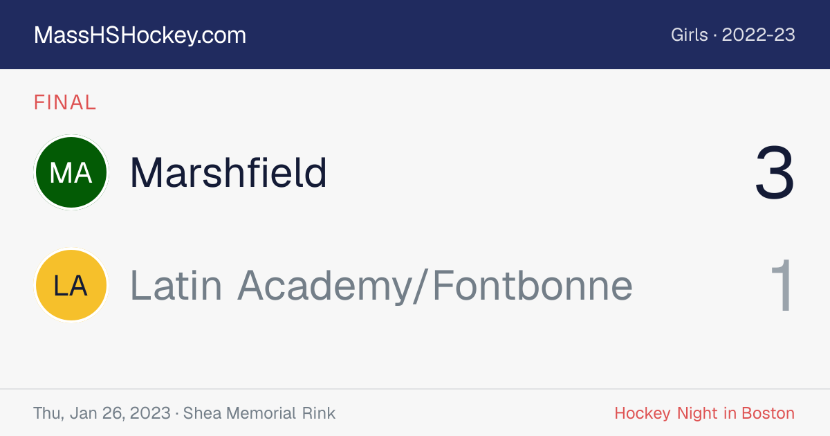 Marshfield at Latin Academy/Fontbonne score card