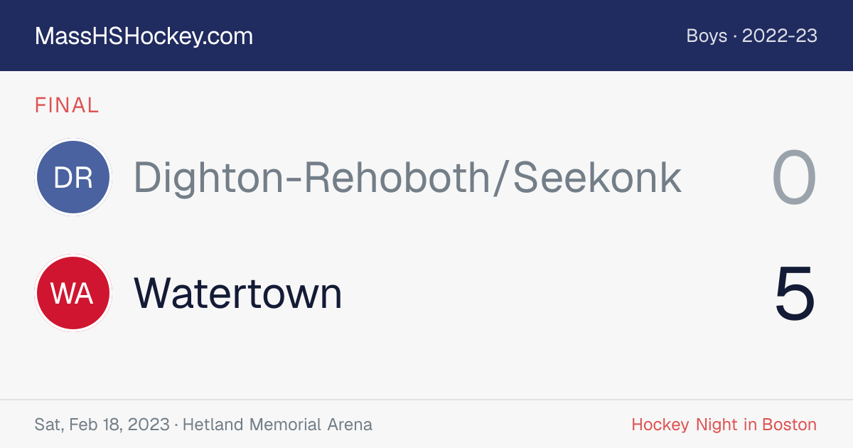 Dighton-Rehoboth/Seekonk at Watertown score card